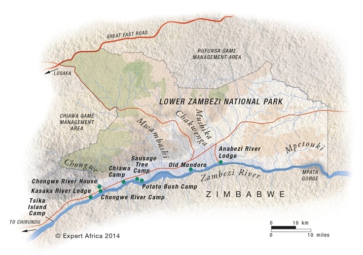 Plan du parc national du Bas-Zambèze